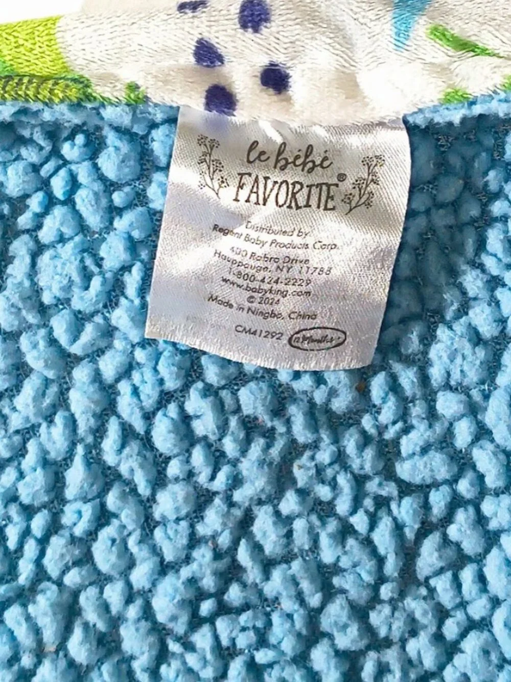 Le Bebe Favorite Dinosaur Roar Blue Sherpa Security Lovey Blanket 32